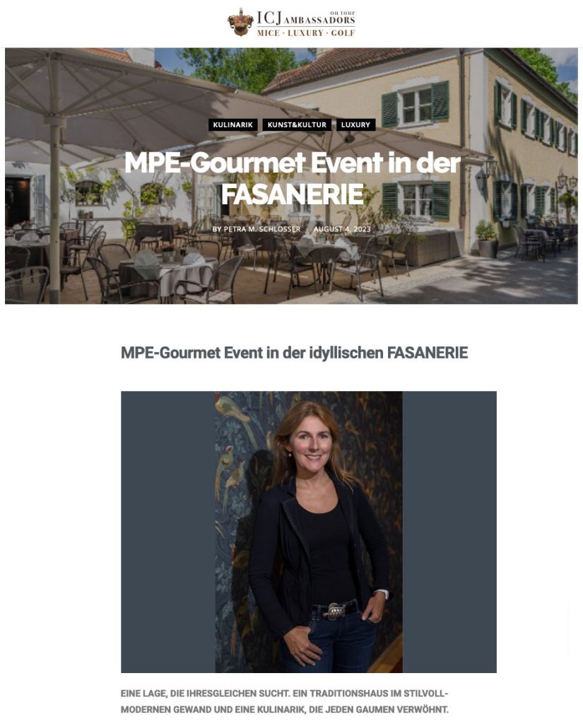 Icj Ambassadors Mice Luxury Golf Pressebeitrag Über Mpe Gourmet In Der Fasanerie 1